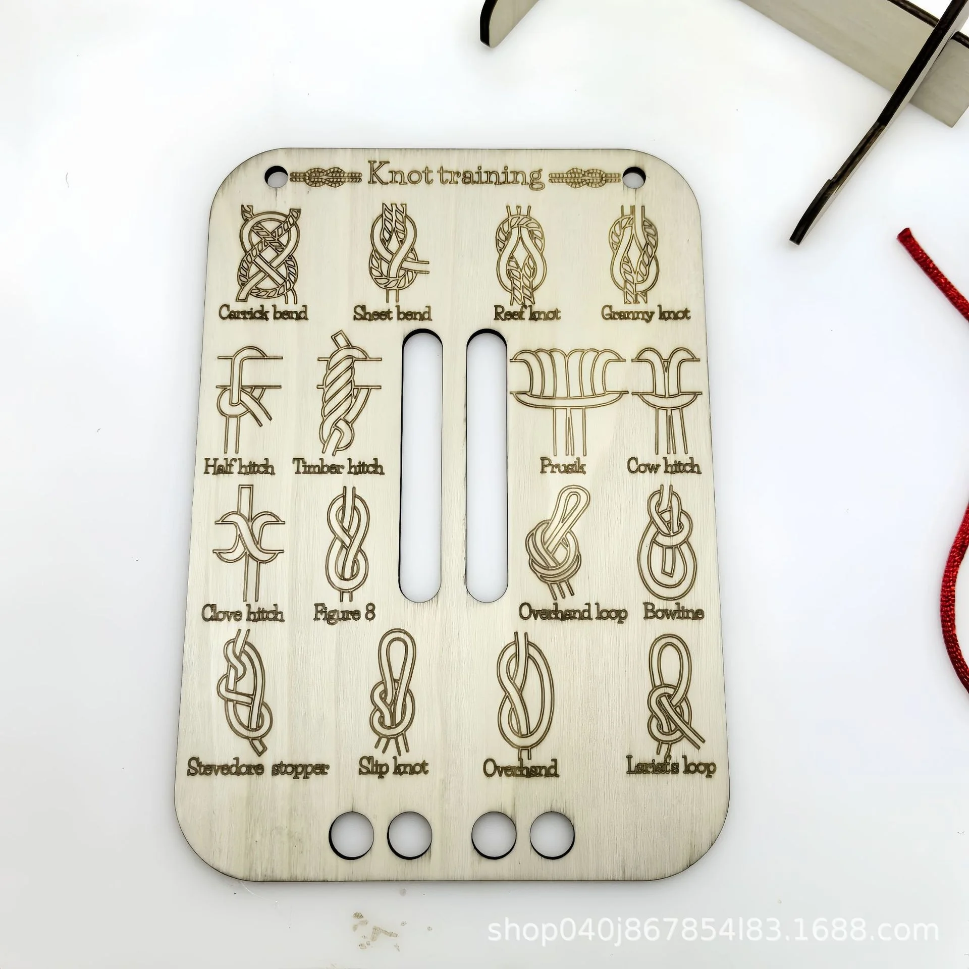 Learn Knot Training Board Kit: Hands-On Practice for Reef/Square Knots in Outdoor Survival, Camping, Scouts & Climbing thumbnail 3