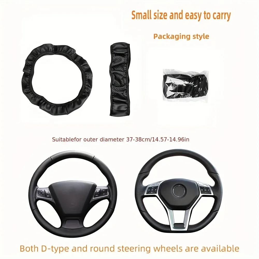Car Steering Wheel Cover Microfiber Leather Anti Slip Cushion Universal for 37-39cm Steering Wheels thumbnail 6