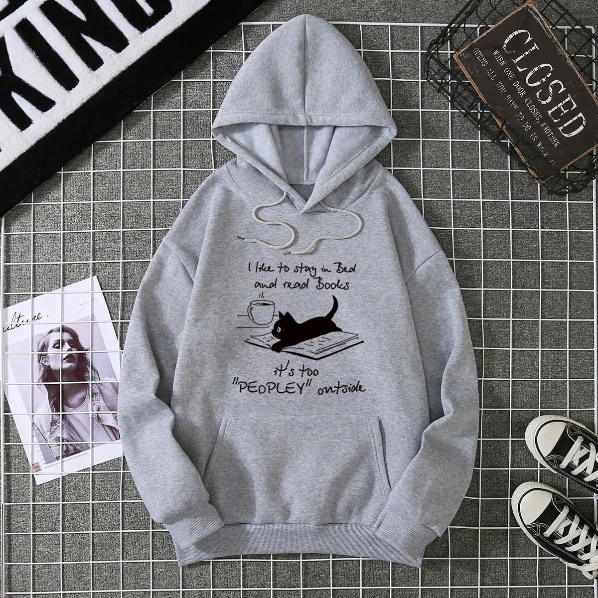 2025Winter Women's Hoodie Solid Color Print Unisex style Double Pockets Sweatshirts Outerwear Plus-Size Women's Clothing CYXX234 thumbnail 5