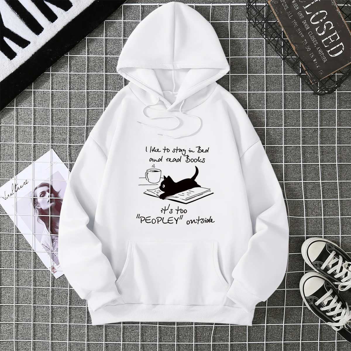 2025Winter Women's Hoodie Solid Color Print Unisex style Double Pockets Sweatshirts Outerwear Plus-Size Women's Clothing CYXX234 thumbnail 2
