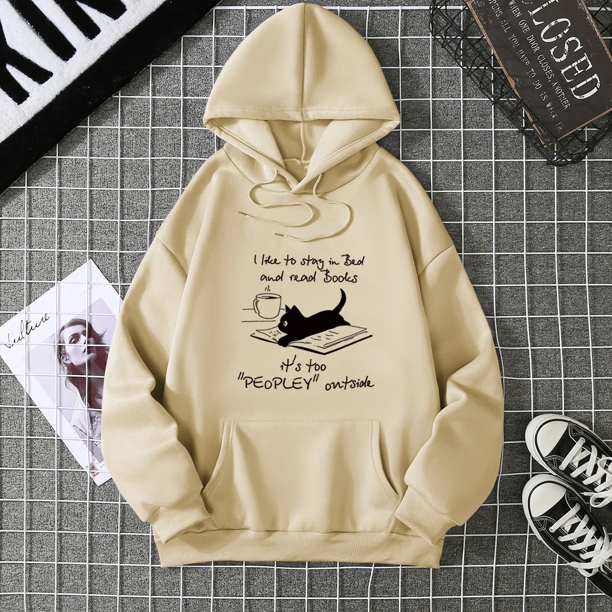 2025Winter Women's Hoodie Solid Color Print Unisex style Double Pockets Sweatshirts Outerwear Plus-Size Women's Clothing CYXX234 thumbnail 6