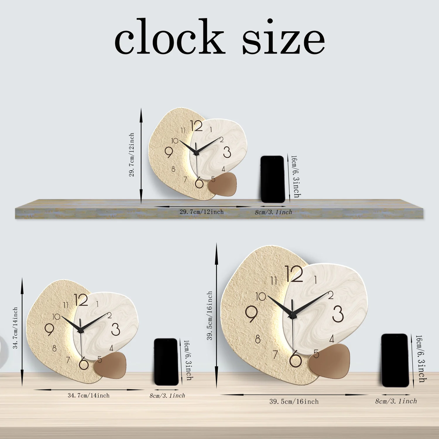 Modern Simple Wall Clock, Silent Quartz Clock, Bedroom Clock Living Room Sofa Background Decoration Wall Clock, No Battery thumbnail 5