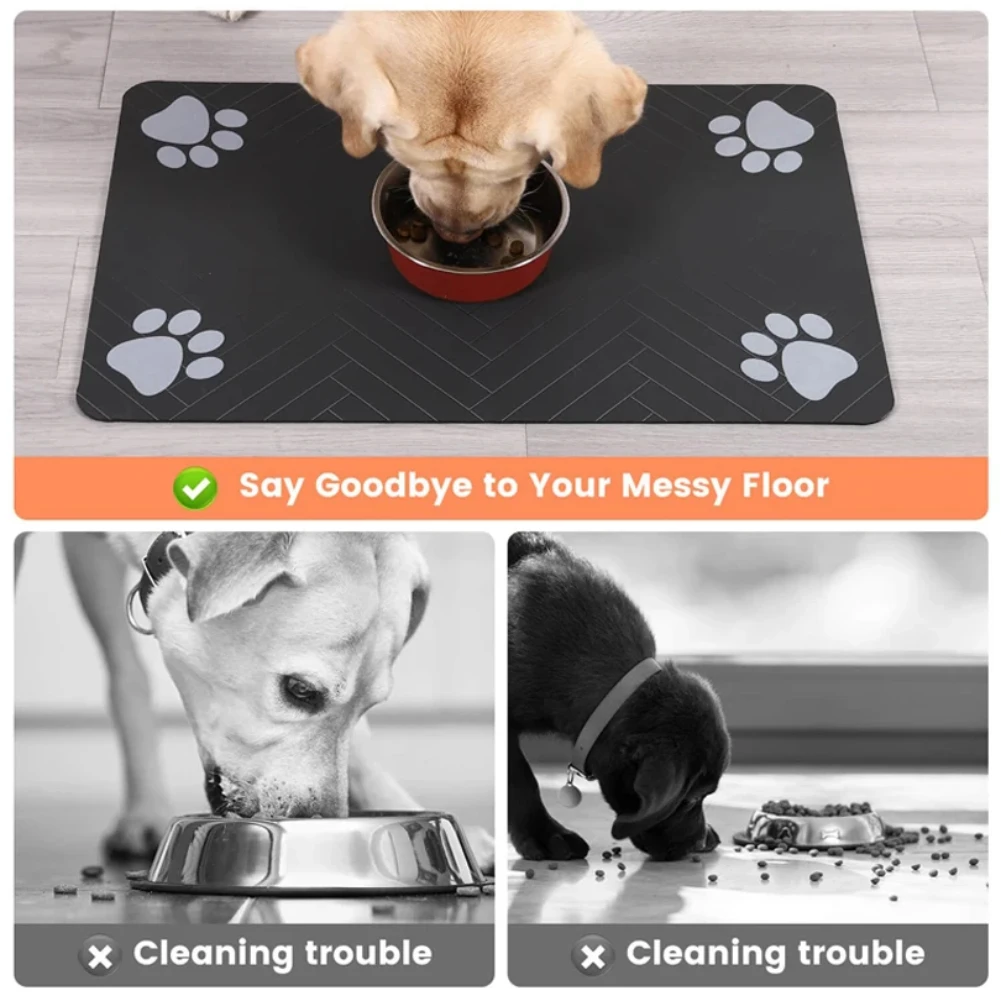 Pet Feeding Dropshipping Pet Placemat for Food and Water Bowl, with Waterproof Rubber Backing, Quick Dry Water Mat for Dog Cat thumbnail 5