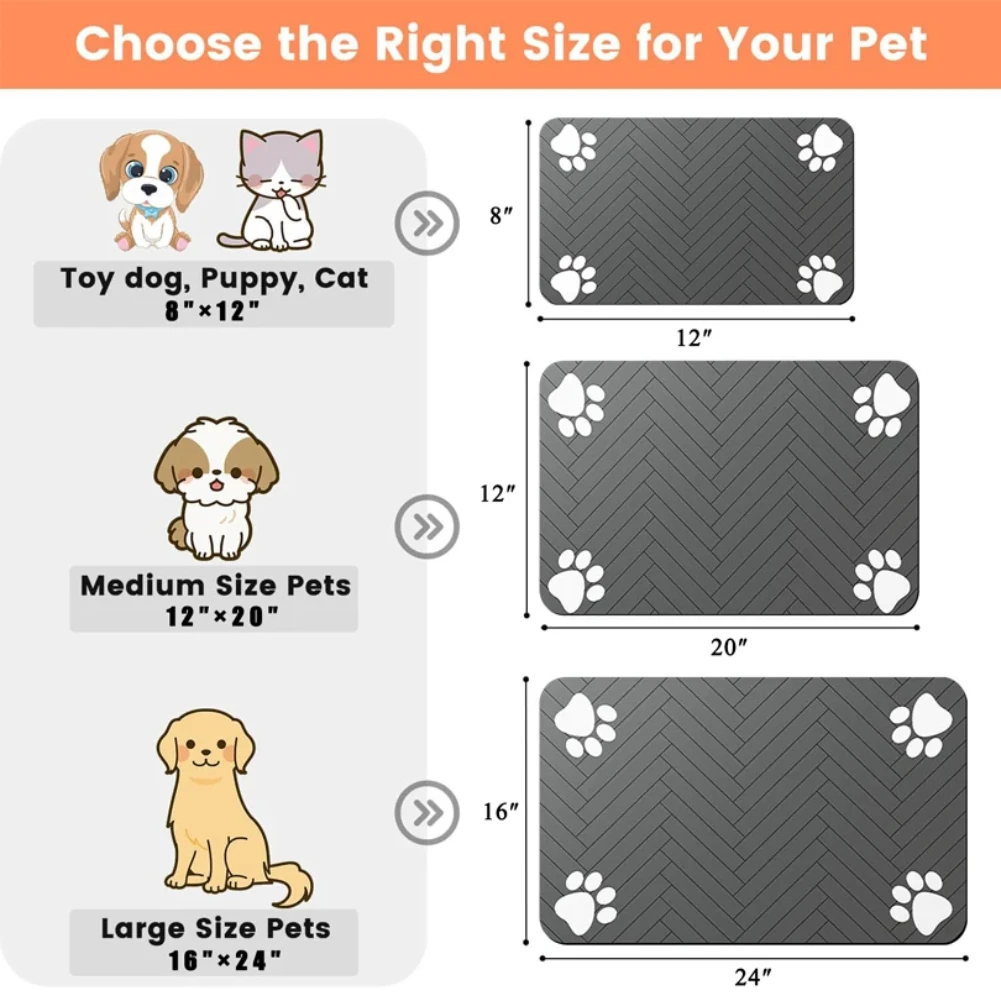 Pet Feeding Dropshipping Pet Placemat for Food and Water Bowl, with Waterproof Rubber Backing, Quick Dry Water Mat for Dog Cat thumbnail 2