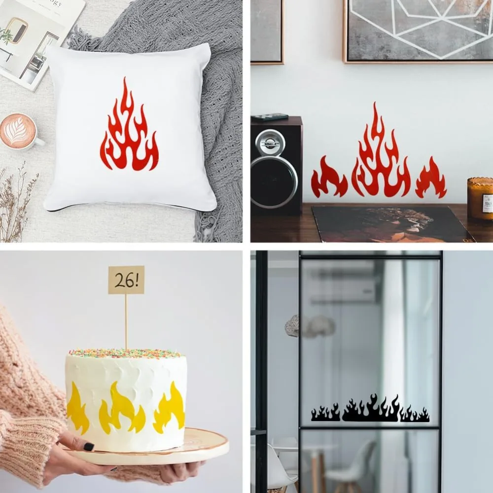 3Pcs Flame Stencil 11.7×8.3inch Fire Stencils with Paint Brush Burn Blaze Bonfire Reusable Drawing Templates for Craft on Window thumbnail 6