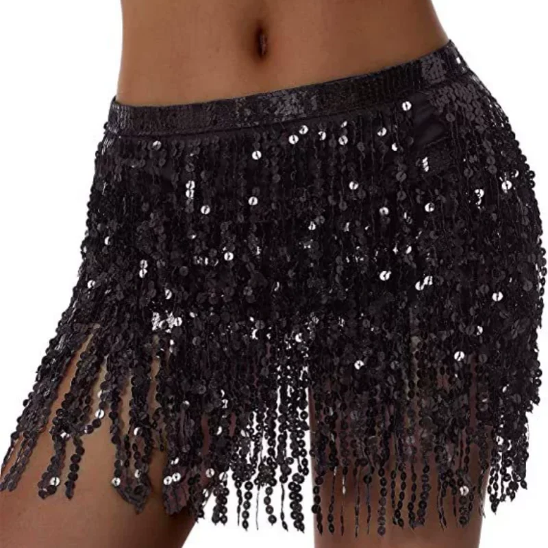 Sexy Belly Dance Sequins Tassel Chain Belt Mini Skirt Stage Performance Club Indian Latin Hula Dancer Wrap Beach Hip Waist Scarf thumbnail 4