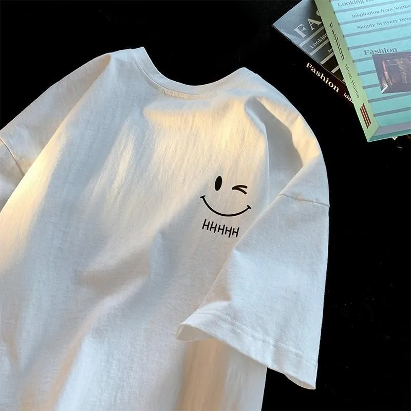 Summer Trendy Simple and Fashionable Printed Short-sleeved T-shirt for Ladies and Boys Same Loose Casual Large-size Top thumbnail 5