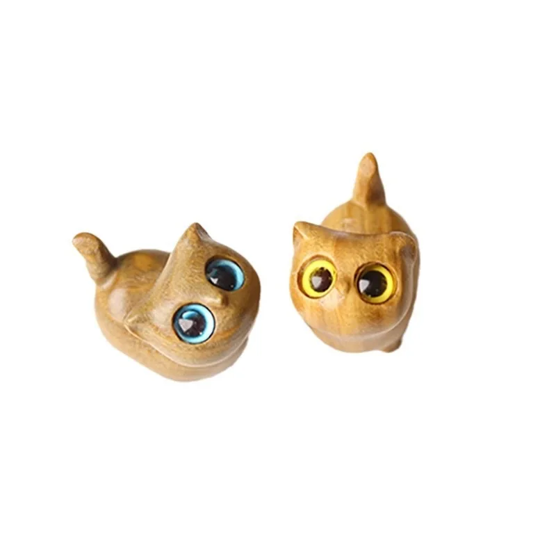 Charming Wooden Kitten Cat Figurine Handcrafted Cat Decor for Car Home Interior Decor Accessories Ideal Gifts thumbnail 5
