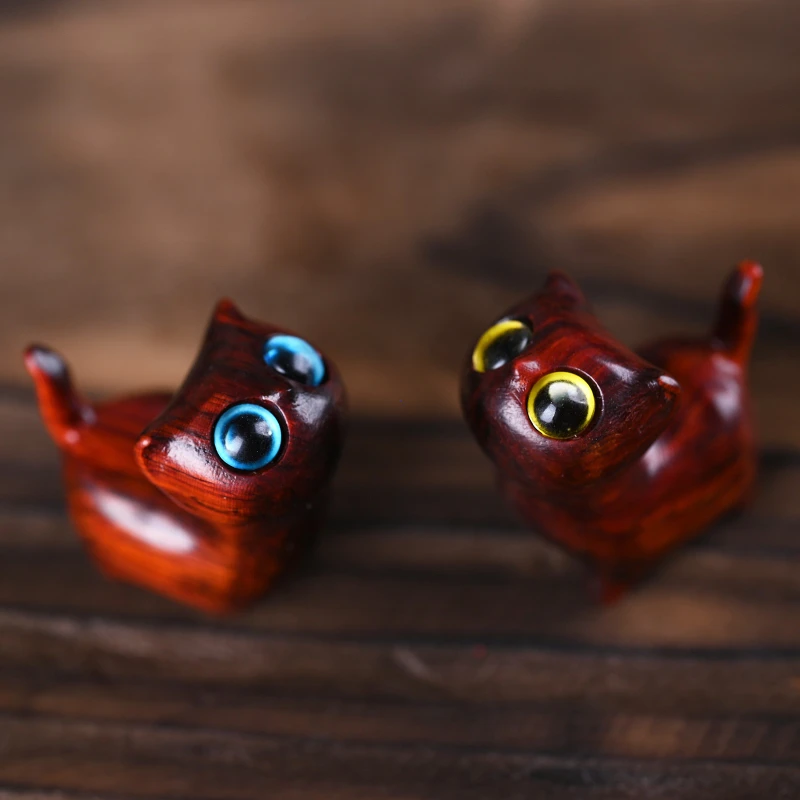Charming Wooden Kitten Cat Figurine Handcrafted Cat Decor for Car Home Interior Decor Accessories Ideal Gifts thumbnail 2
