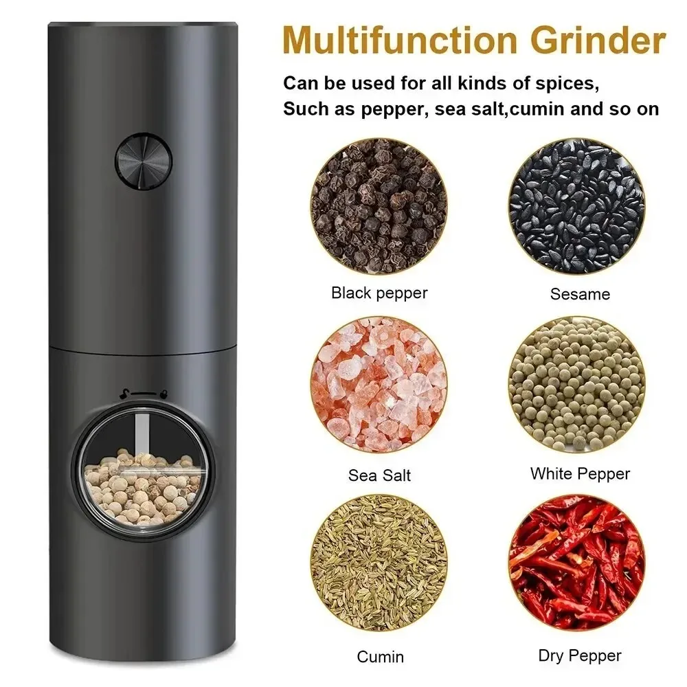 Electric Spices Grinder With Adjustable Coarseness Battery Powered Salt and Pepper Grinder Hand-held Automatic Mill Grinder thumbnail 2