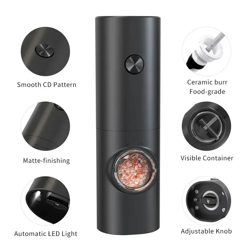 Electric Spices Grinder With Adjustable Coarseness Battery Powered Salt and Pepper Grinder Hand-held Automatic Mill Grinder thumbnail 4