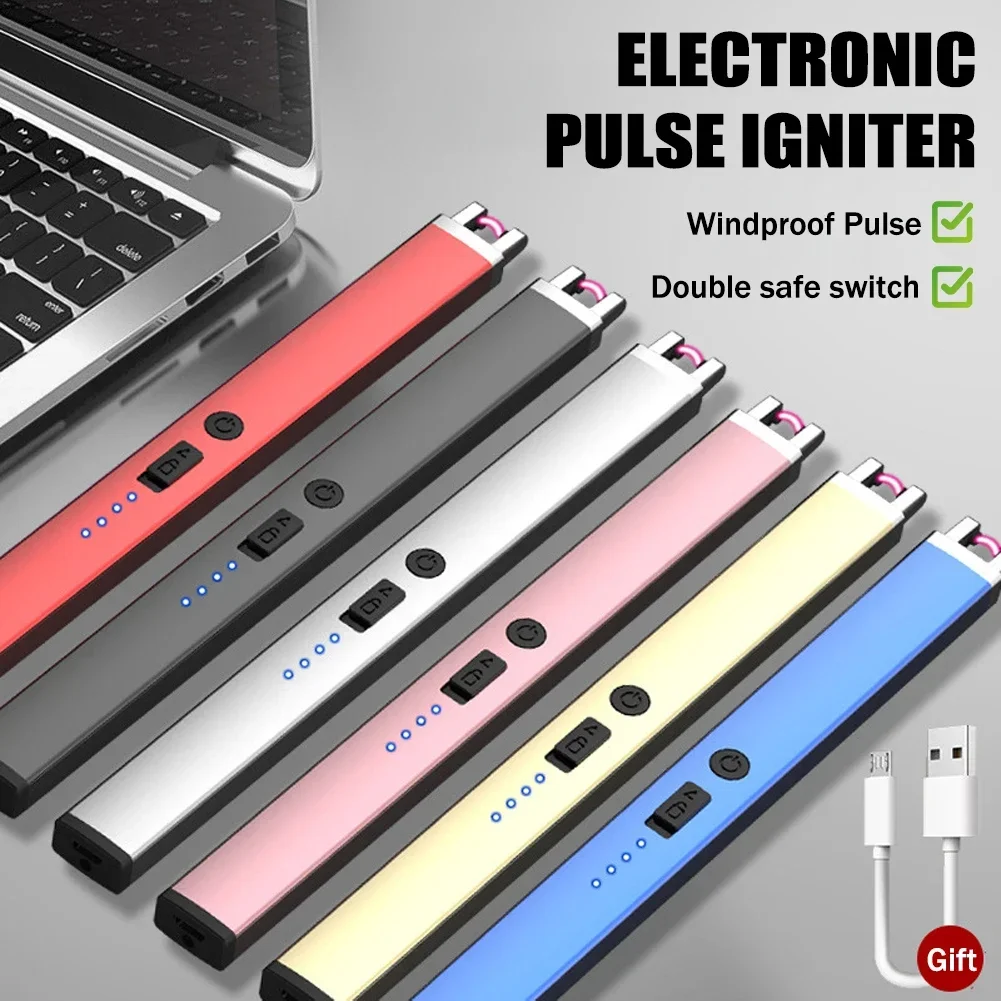 Electric Arc Ignition Windproof Pulse Flameless Plasma Ignition Candle Lighters USB Rechargeable Lighter Kitchen Outdoor BBQ thumbnail 4