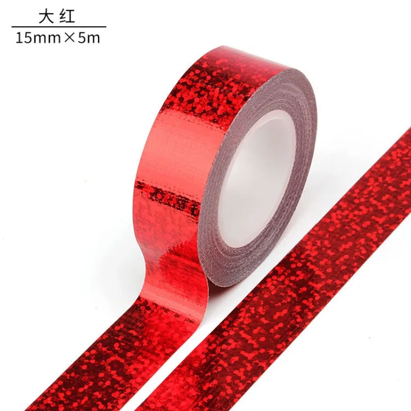 5M Laser Pattern Tape Blue Green Silver Creative Color Basic DIY Bookkeeping Decorative Material Stickers Handmade Tape thumbnail 5