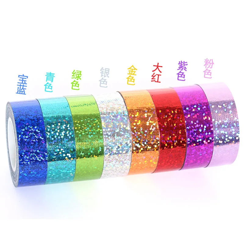 5M Laser Pattern Tape Blue Green Silver Creative Color Basic DIY Bookkeeping Decorative Material Stickers Handmade Tape thumbnail 2