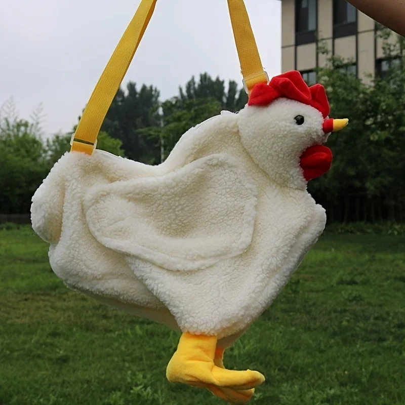 Charming Soft Plush Chicken Pattern Crossbody Bag, Cute Cartoon Novelty Shoulder Bag for Women Girl Daily Use,Travel,Work,Party. thumbnail 2
