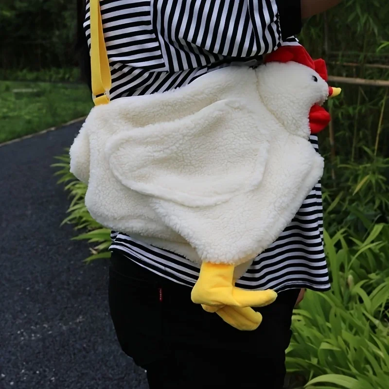 Charming Soft Plush Chicken Pattern Crossbody Bag, Cute Cartoon Novelty Shoulder Bag for Women Girl Daily Use,Travel,Work,Party. thumbnail 3