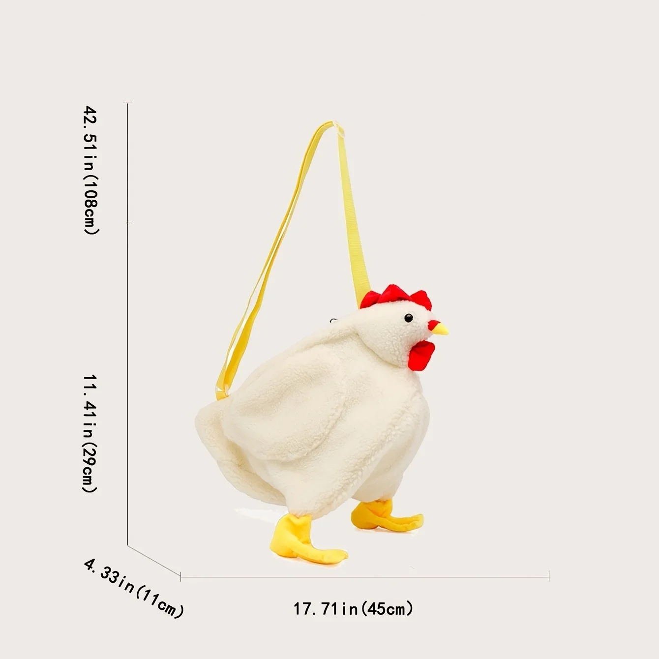 Charming Soft Plush Chicken Pattern Crossbody Bag, Cute Cartoon Novelty Shoulder Bag for Women Girl Daily Use,Travel,Work,Party. thumbnail 4
