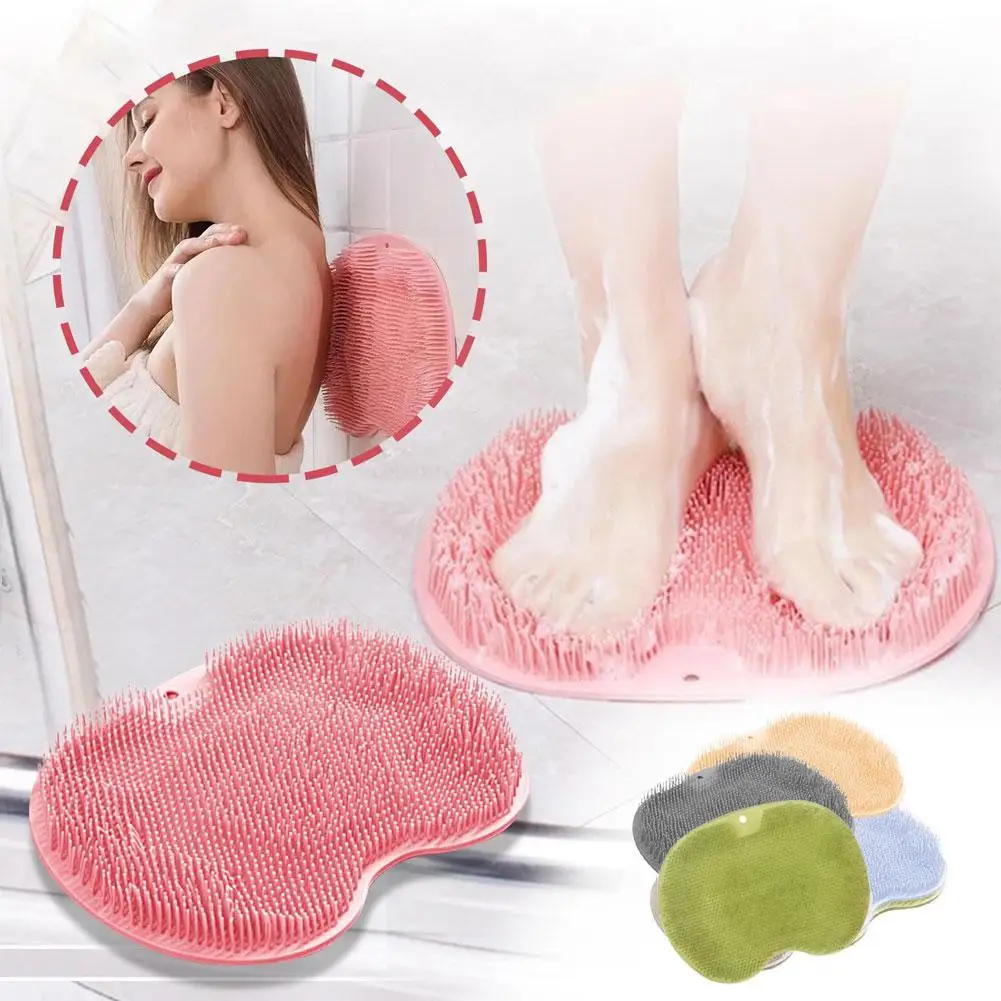 Silicone Brush for Bathroom Foot Scrubber Shower Back Scraper Cleaning Brush Exfoliate Foot Massage Wash Non-slip Bath Mat
