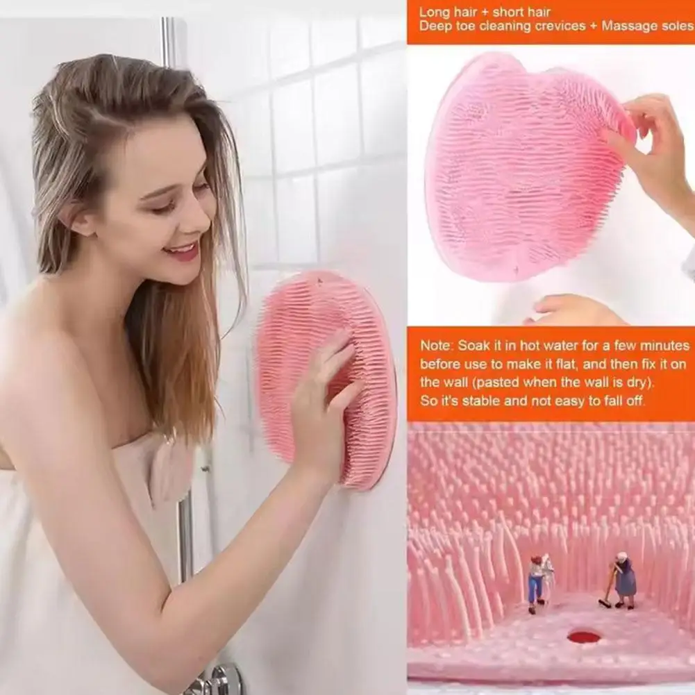Silicone Brush for Bathroom Foot Scrubber Shower Back Scraper Cleaning Brush Exfoliate Foot Massage Wash Non-slip Bath Mat thumbnail 4