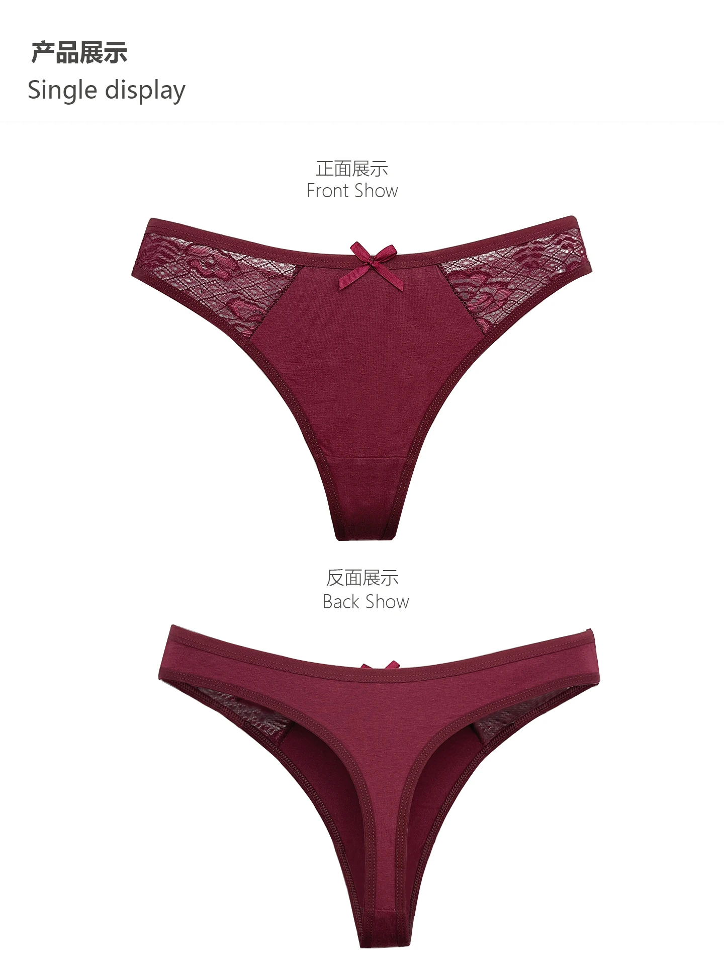 Moonflame 5Pcs Women Cotton Lace Thongs Sexy Low Waist Panties Solid Comfort Underwear Solid Breathable G-String Soft Lingerie thumbnail 3