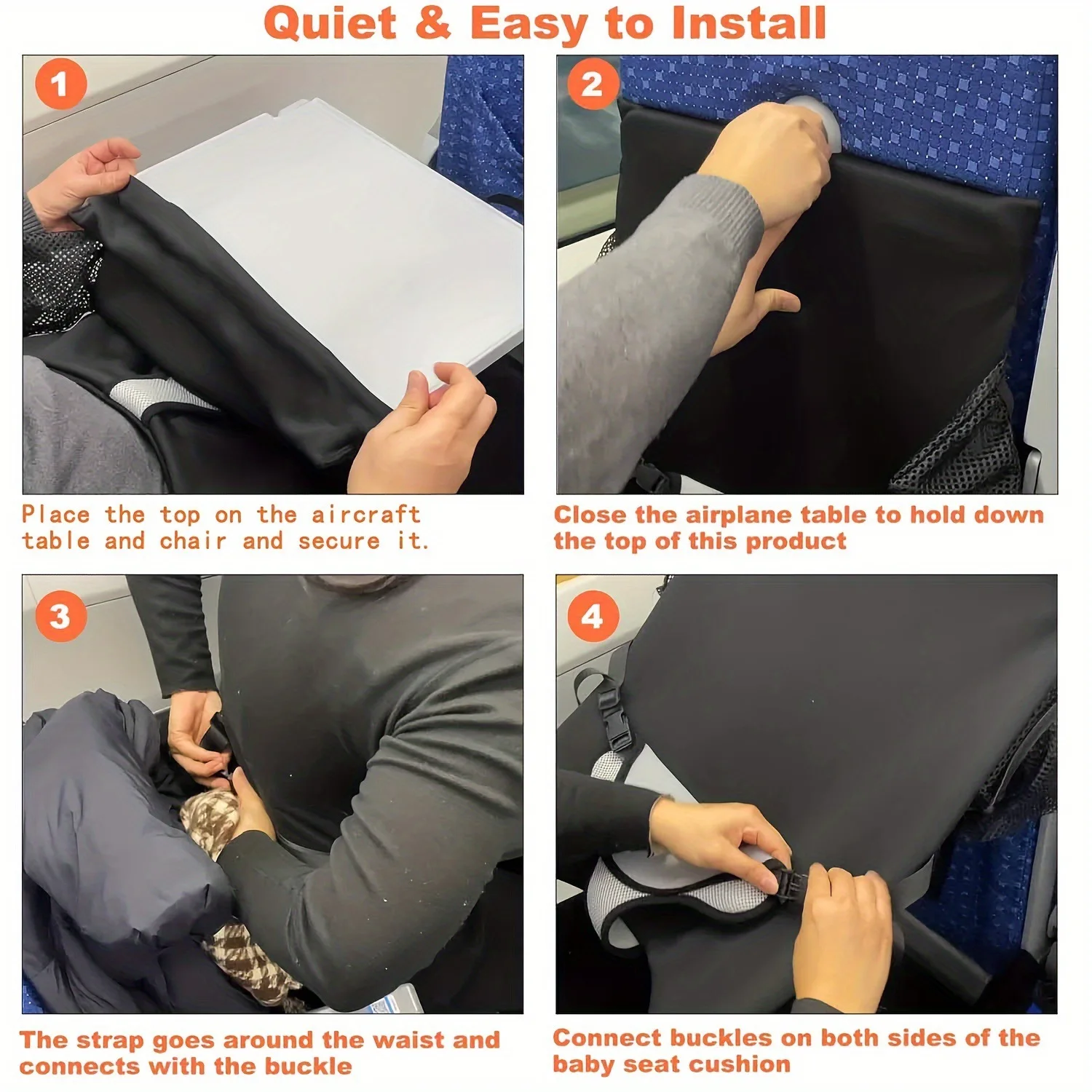 New 1Pcs Kids Airplane Seat Extender Flannel Toddler Airplane Bed with Side Pocket Comfort Breathable Travel Foot Rest Hammock thumbnail 4