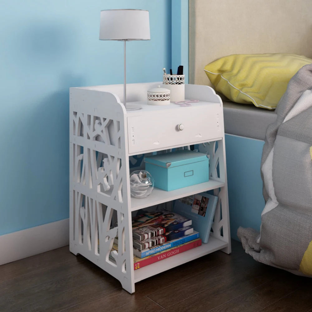 【Breeins】Hollow Carved Bird Pattern Side Table Nightstand with Drawer for Bedroom thumbnail 4
