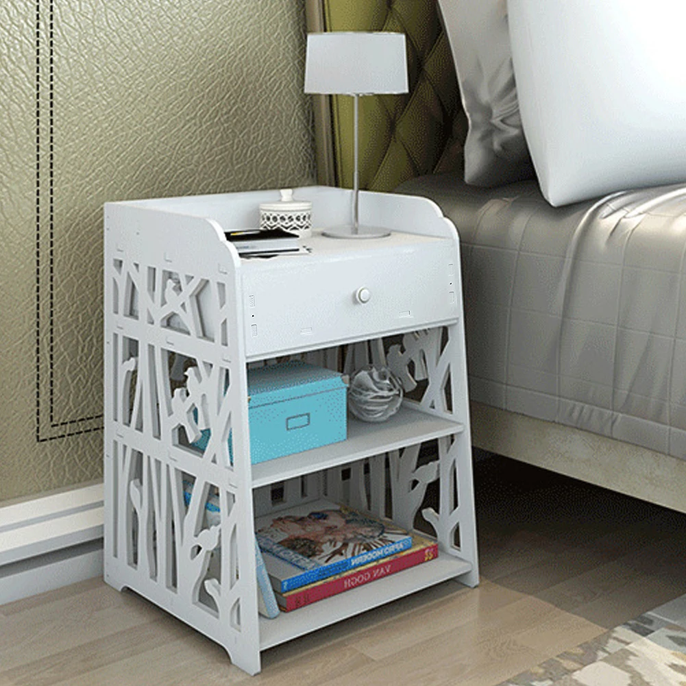 【Breeins】Hollow Carved Bird Pattern Side Table Nightstand with Drawer for Bedroom thumbnail 3