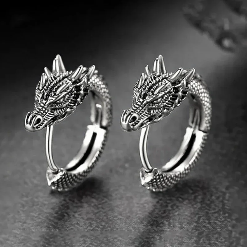 CAOSHI Fashion Male Hoop Earrings Animal Dragon Accessories for Women Trendy Daily Party Metallic Style Jewelry for Unisex thumbnail 2