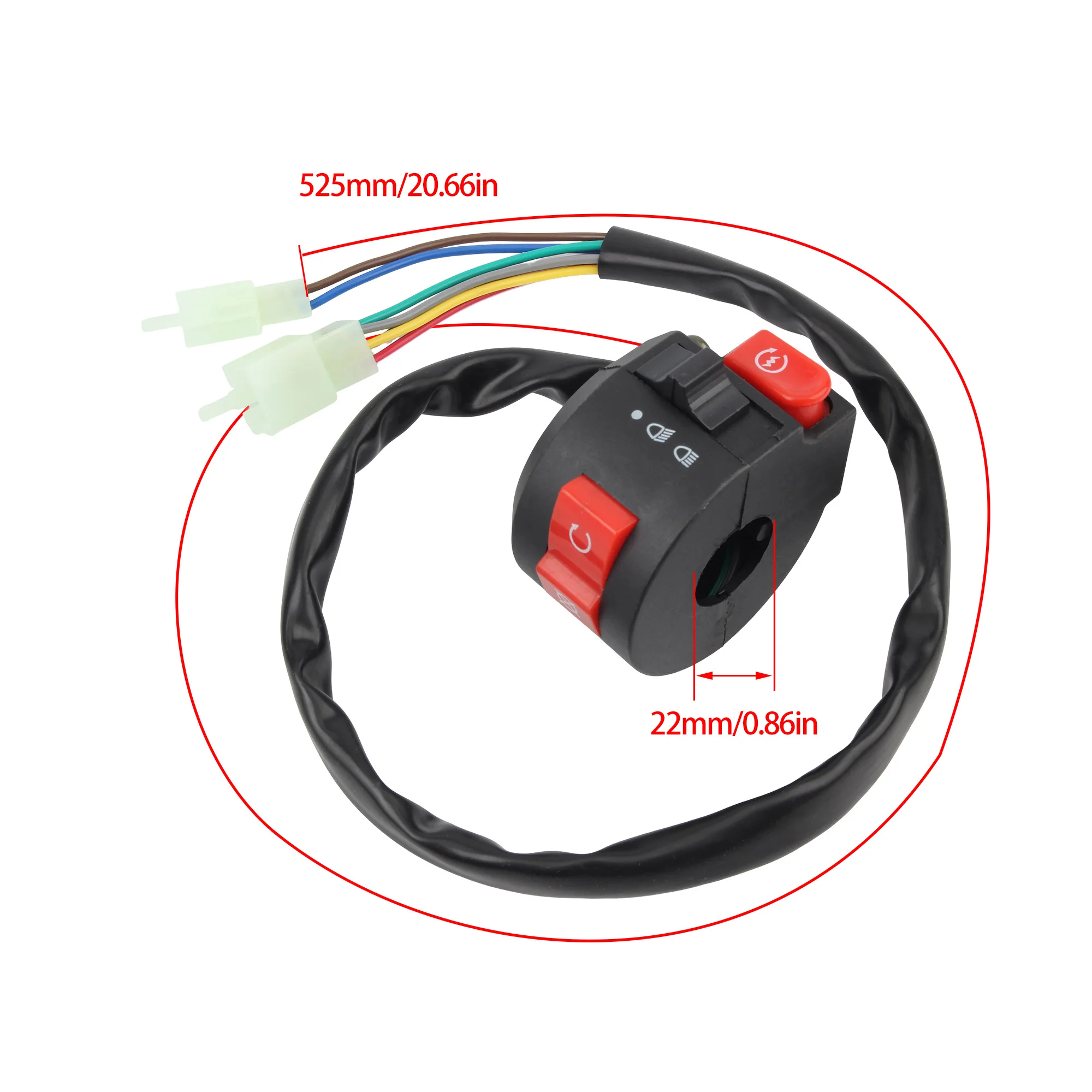 Universal Motorcycle 22mm Handlebar 3-Function Kill Start Light Button Switch Assembly For 50cc 70cc 90cc 110cc 125cc ATV Quad thumbnail 4