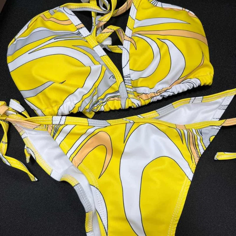 Luxury Design Women's Sexy Small Chest Push-up Kini Set Swimsuit Brand Beach Swimsuit Print Belly-covering Slimming Swimsuit thumbnail 2