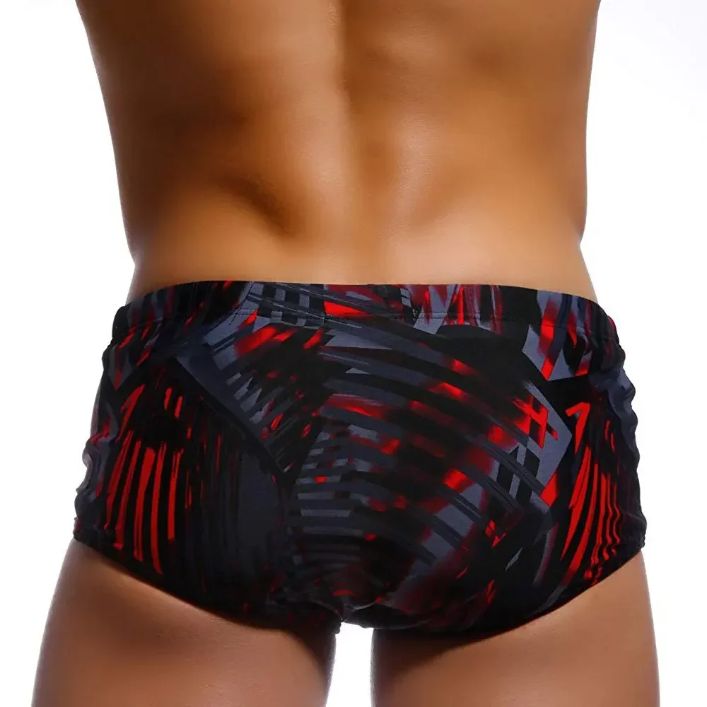 Men Swimwear Brazilian Traditional Cut Swimsuits Swim Bikini Surf Boxer Briefs Board Shorts Trunks Black and Red Sunga thumbnail 3