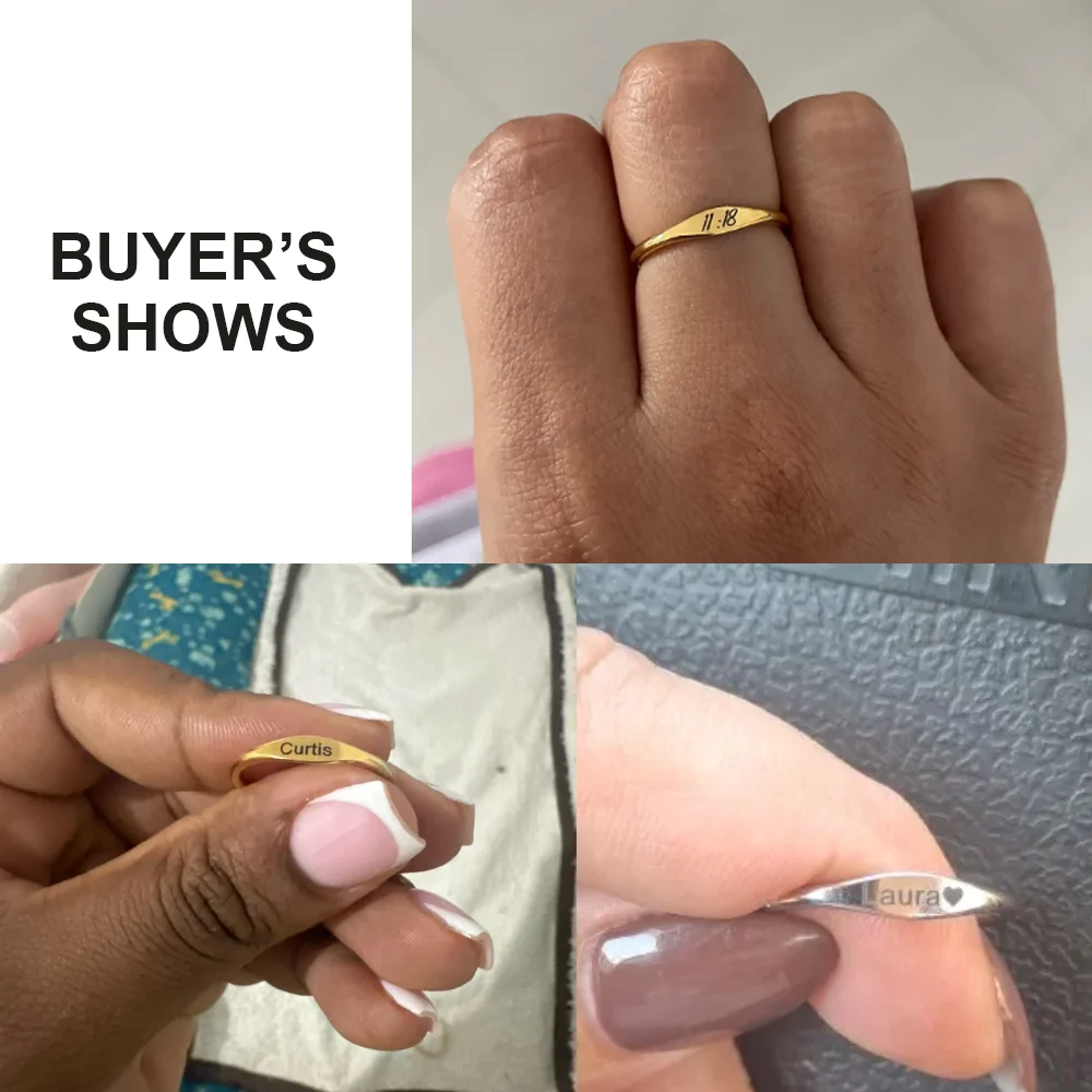Cazador Personalized Name Rings for Women Stainless Steel Gold Color Custom Date Number Engraved Ring Jewelry Valentine Gift thumbnail 5