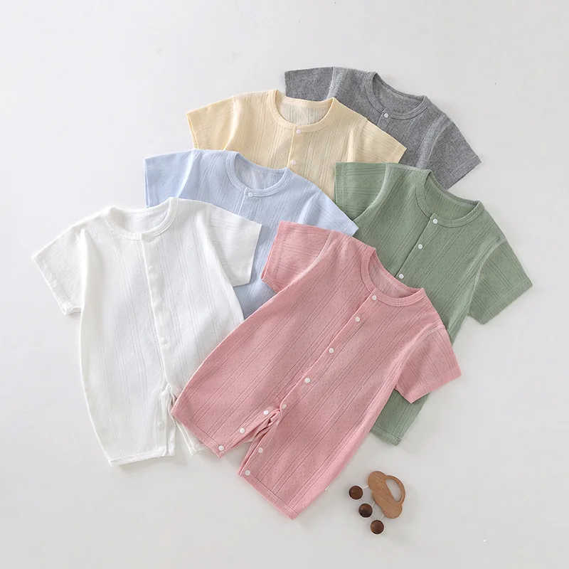 Baby  Jumpsuit Short-sleeved Summer Newborn Breathable Mesh Air-conditioning Clothing Boys Girls Baby Light Pajamas