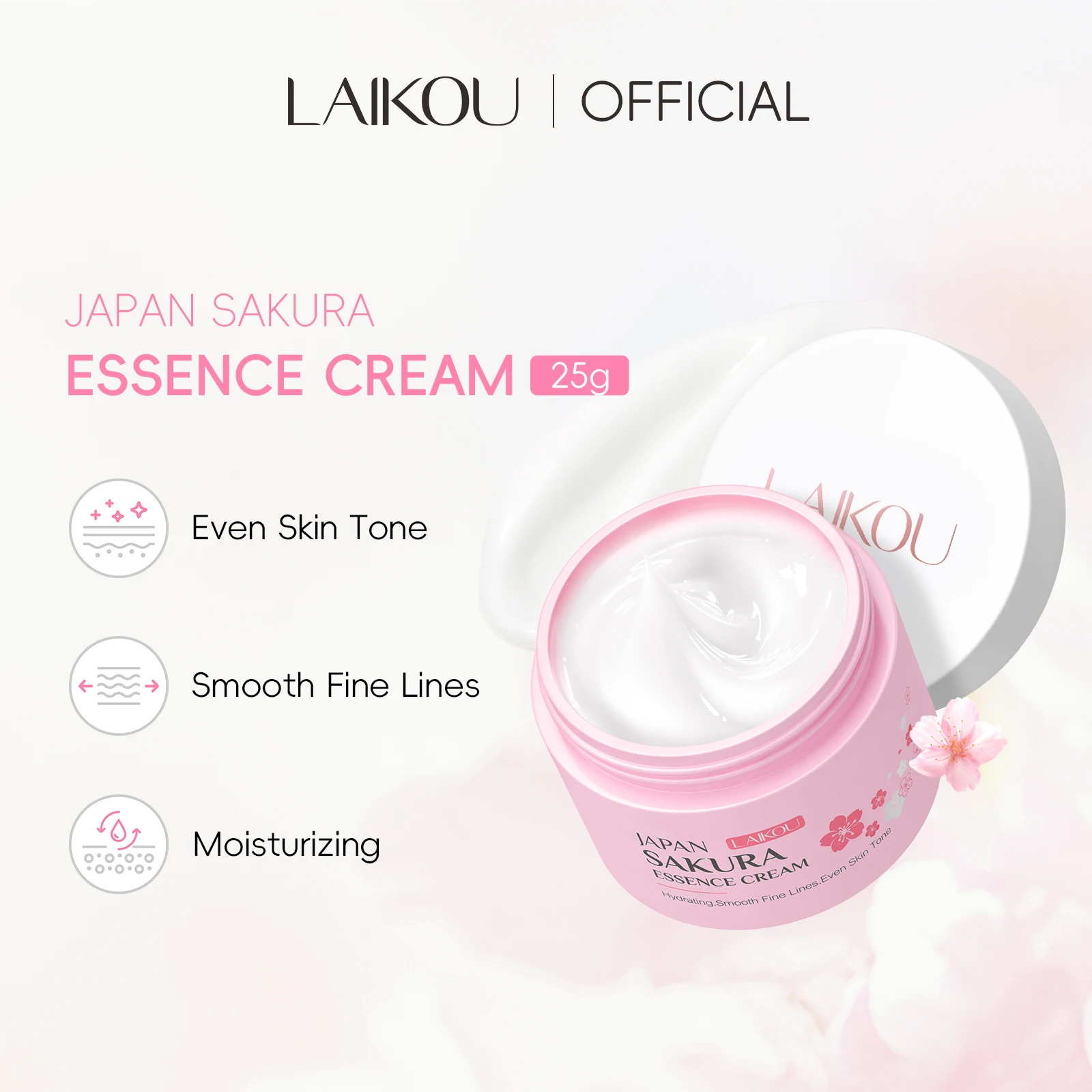 LAIKOU Japan Sakura Essence Cream Repair Anti Wrinkle Cherry Blossoms Whitening Moisturizing Face Skin Care thumbnail 5