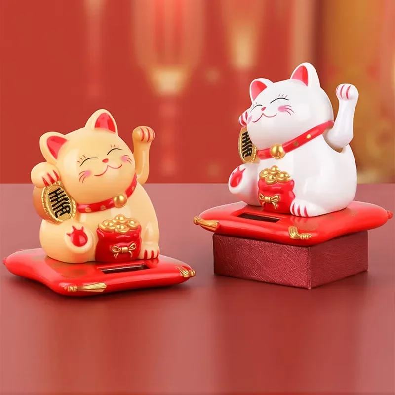 Solar Powered Automatic Waving Cat Beckoning Fortune Cat Lucky Cat for Office Decor Car Ornament Birthday Gift Home Decoration thumbnail 4
