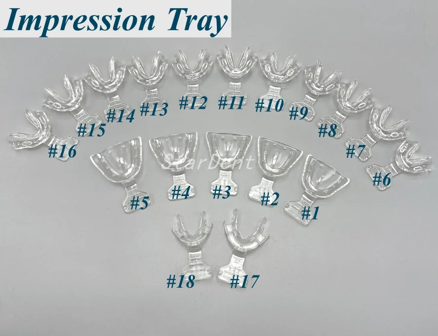 Dental Orthodontic Impression Trays Full Mouth Denture Frame Cut Back Edentulous Jaw Repeated Use Transparent Clear Tray 135℃