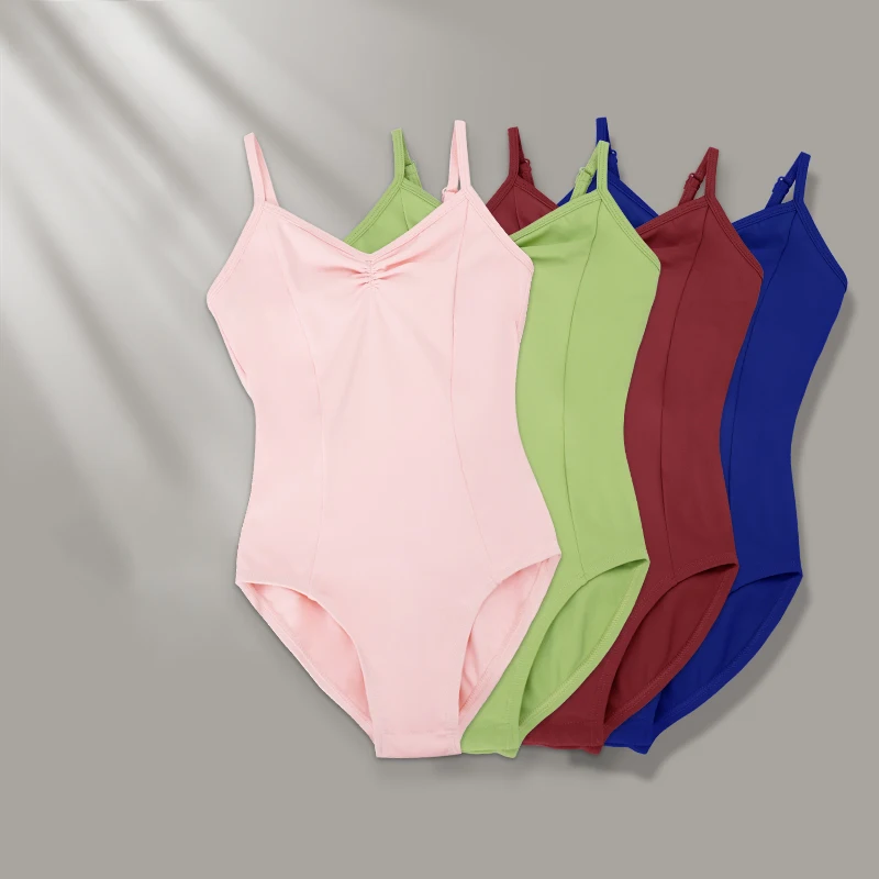Children Professional Test Nylon Ballet Leotard Girls Sleeveless V-back Gymnastics Dance Bodysuit Kids Summer Swimwear thumbnail 5
