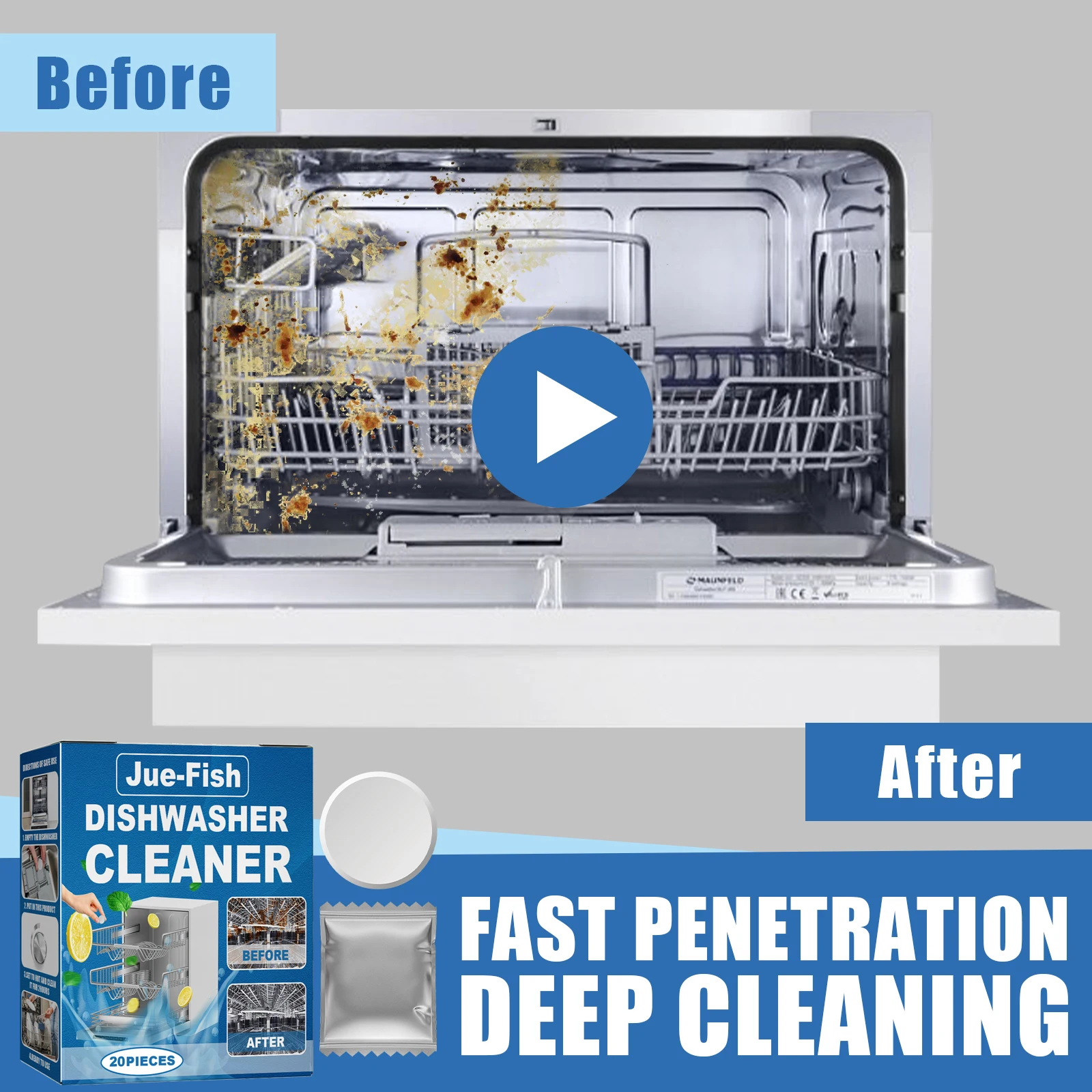 20-100PCS Dishwasher Cleaner Oil Dirt Removal Deodorizer Cleaning Tablet Limescale Remover High Efficient Kitchen Cleaning Tool thumbnail 6