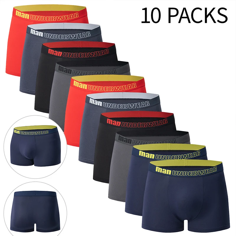 4/10 Piece Men's Four Season Black Fashionable Casual Basic Versatile Underwear Boxer Shorts Plus Size Youth Sports Base Shorts thumbnail 6