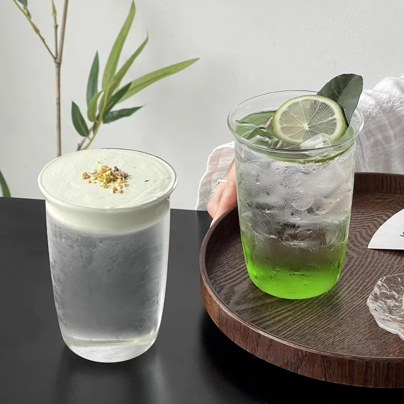 Transparent Glass Cup Juice Milk Tea Mug Drinkware Heat-resistant Glass Cups Large Capacity Cold Drink Cup Kitchen Supplies