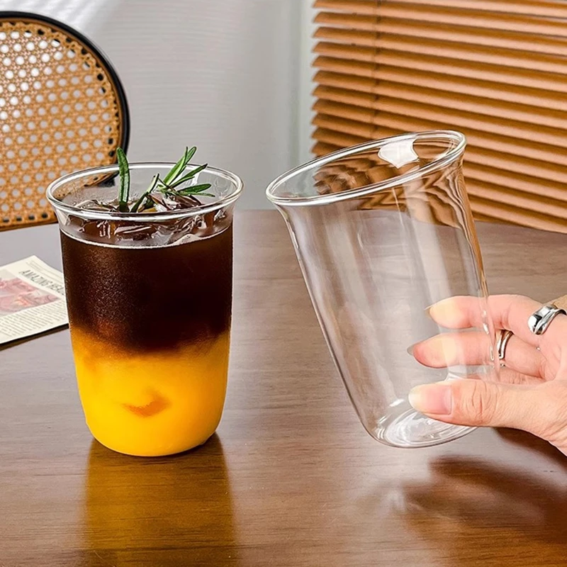 Transparent Glass Cup Juice Milk Tea Mug Drinkware Heat-resistant Glass Cups Large Capacity Cold Drink Cup Kitchen Supplies thumbnail 4