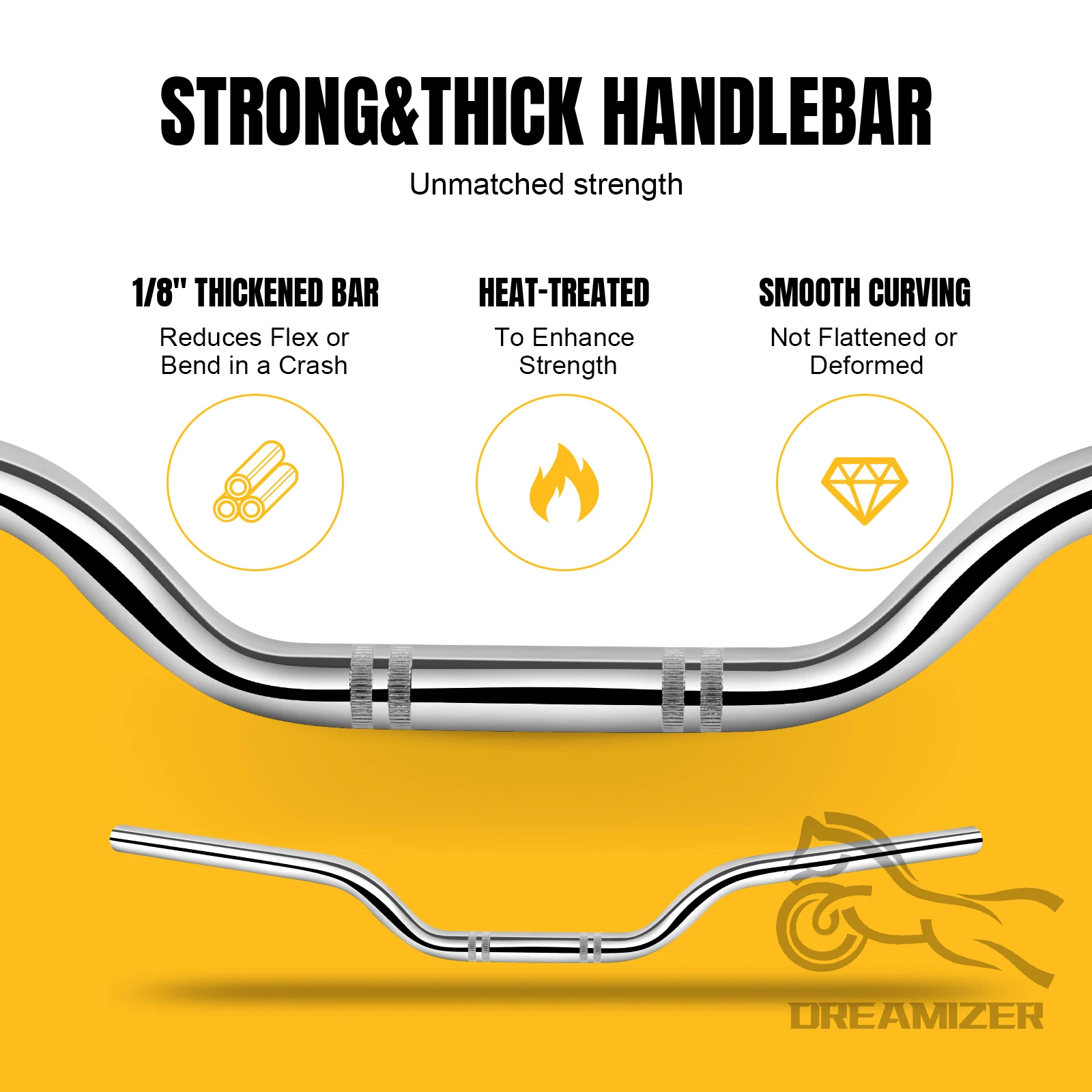 7/8" 22mm 25mm Handlebar Universal Motorcycle Drag Handle Bar For Honda Suzuki Yamaha Kawasaki Old School Bobber Dirt Bike thumbnail 4