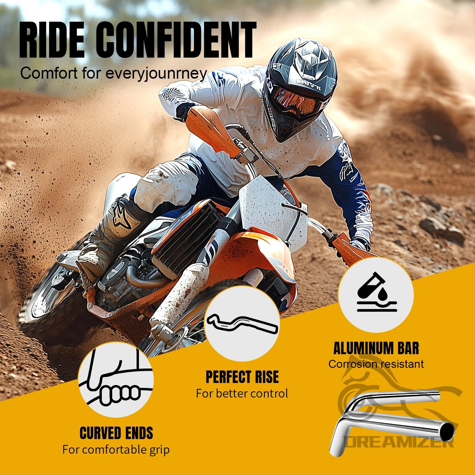 7/8" 22mm 25mm Handlebar Universal Motorcycle Drag Handle Bar For Honda Suzuki Yamaha Kawasaki Old School Bobber Dirt Bike thumbnail 6