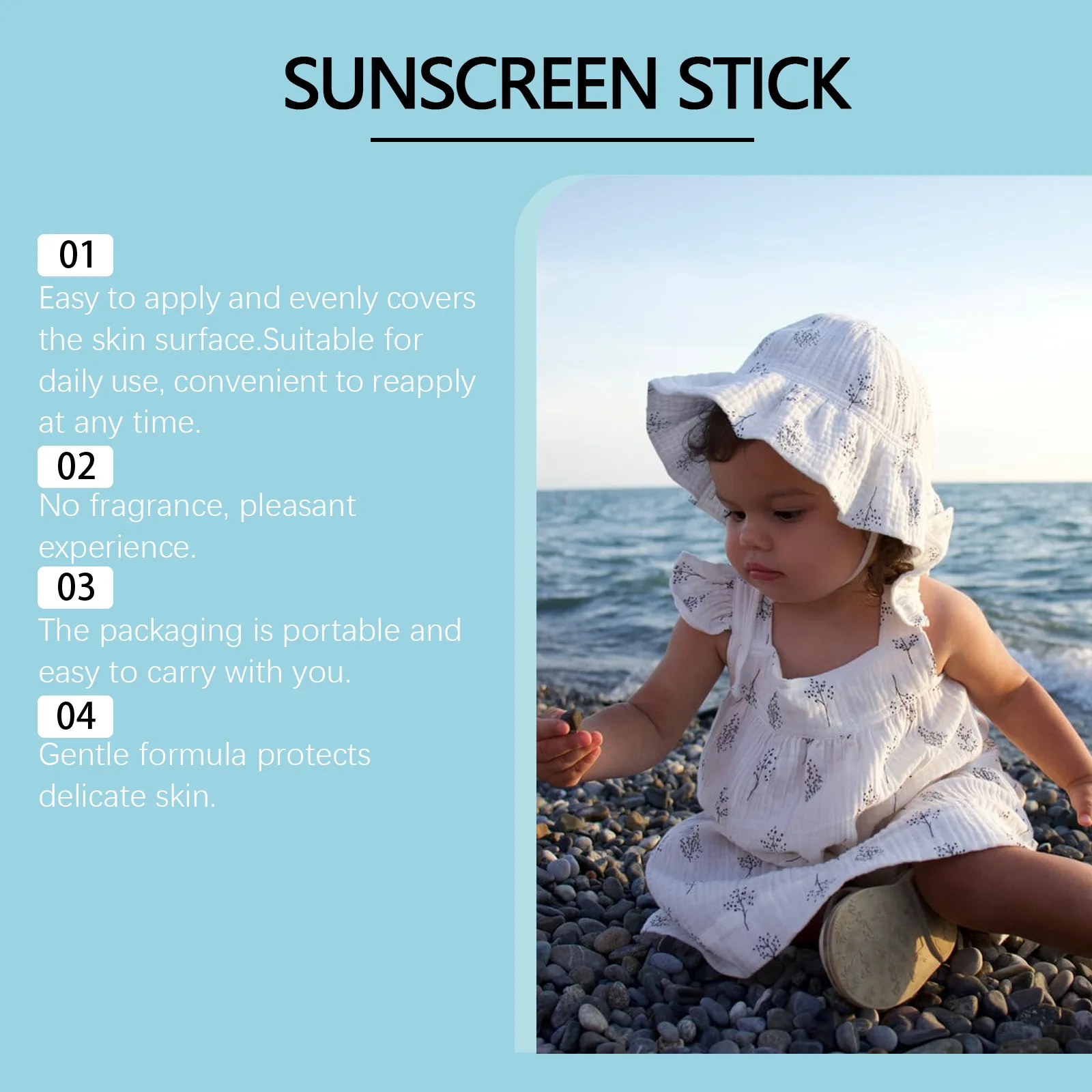 Children's Mild Sunscreen Stick Refreshing Not Irritating SPF 50+ Prevent UVA/UVB Sunburn Moisturize Children Nourish Sunscreen thumbnail 3