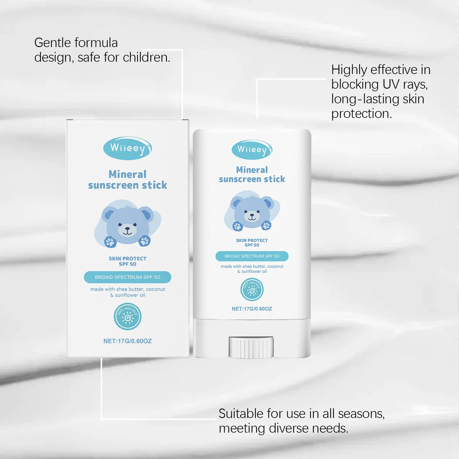 Children's Mild Sunscreen Stick Refreshing Not Irritating SPF 50+ Prevent UVA/UVB Sunburn Moisturize Children Nourish Sunscreen thumbnail 2