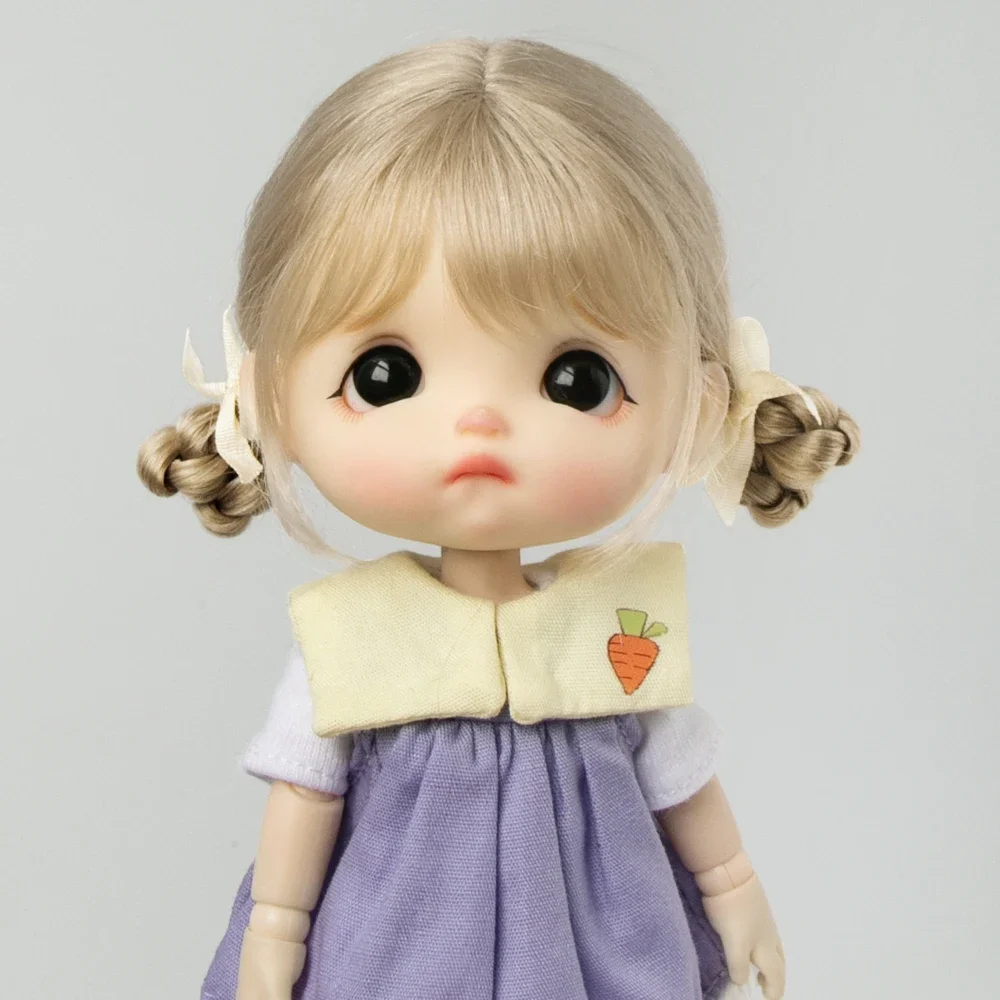 Ponytail hair student hair bun cute braided bangs half-tied mohair soft wig updo For Ob11 1/8 1/12 BJD Doll Accessories 5-6inch thumbnail 6