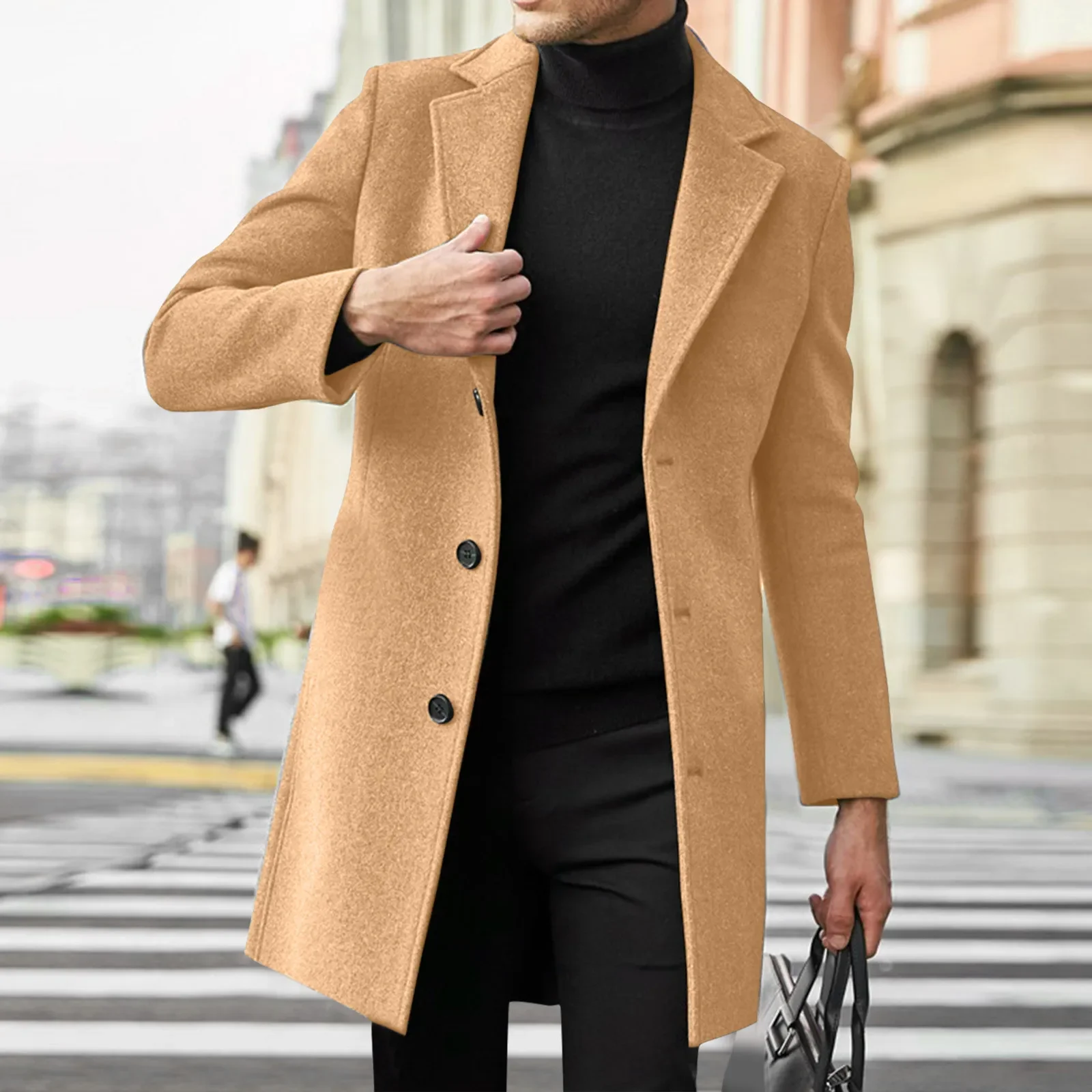 2025 Fashion Mens Wool & Blends Mens Casual Business Trench Coat Mens Leisure Overcoat Male Punk Style Blends Dust Jackets Coats thumbnail 5
