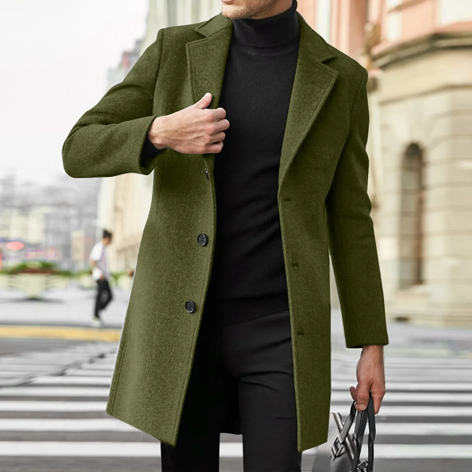 2025 Fashion Mens Wool & Blends Mens Casual Business Trench Coat Mens Leisure Overcoat Male Punk Style Blends Dust Jackets Coats thumbnail 3
