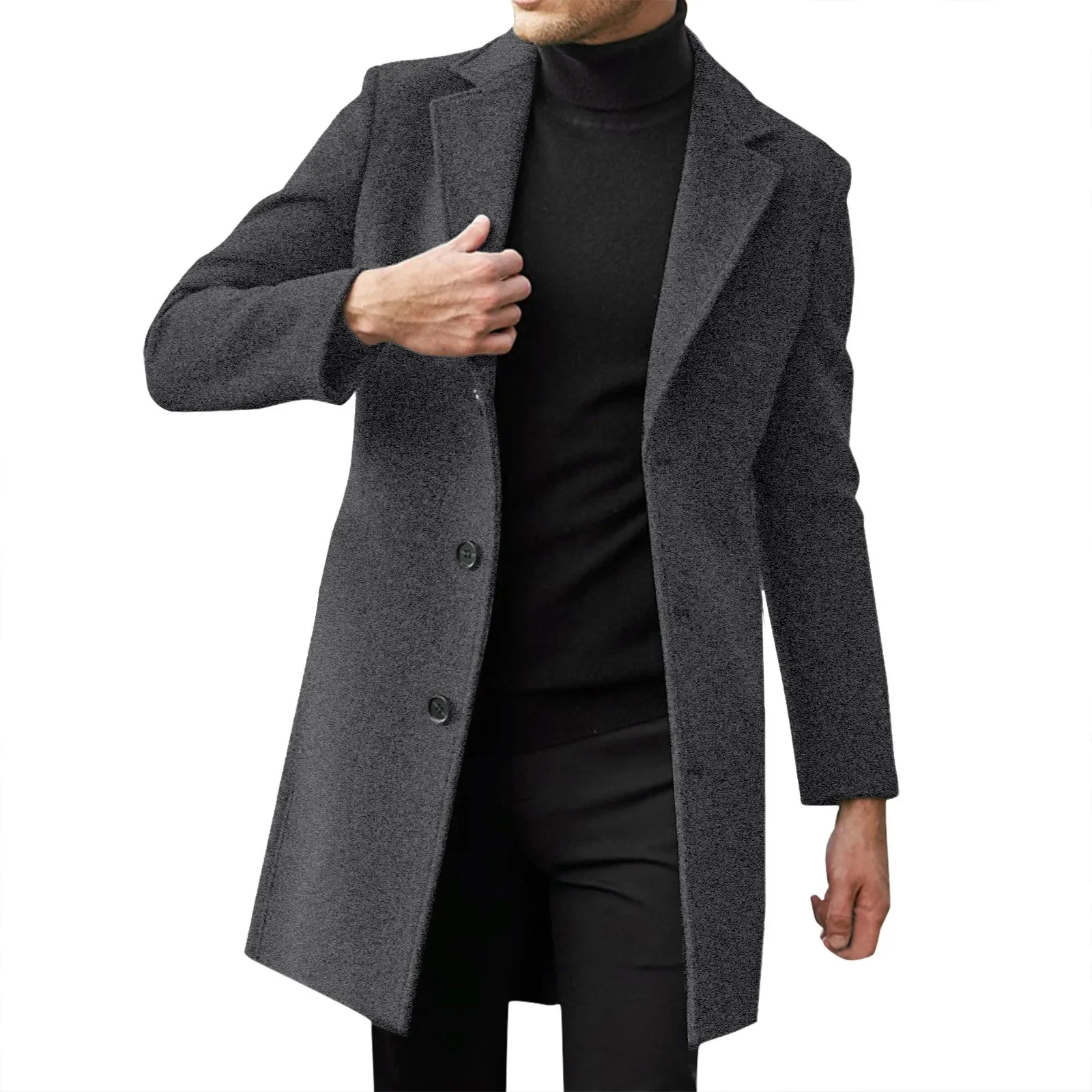 2025 Fashion Mens Wool & Blends Mens Casual Business Trench Coat Mens Leisure Overcoat Male Punk Style Blends Dust Jackets Coats thumbnail 2