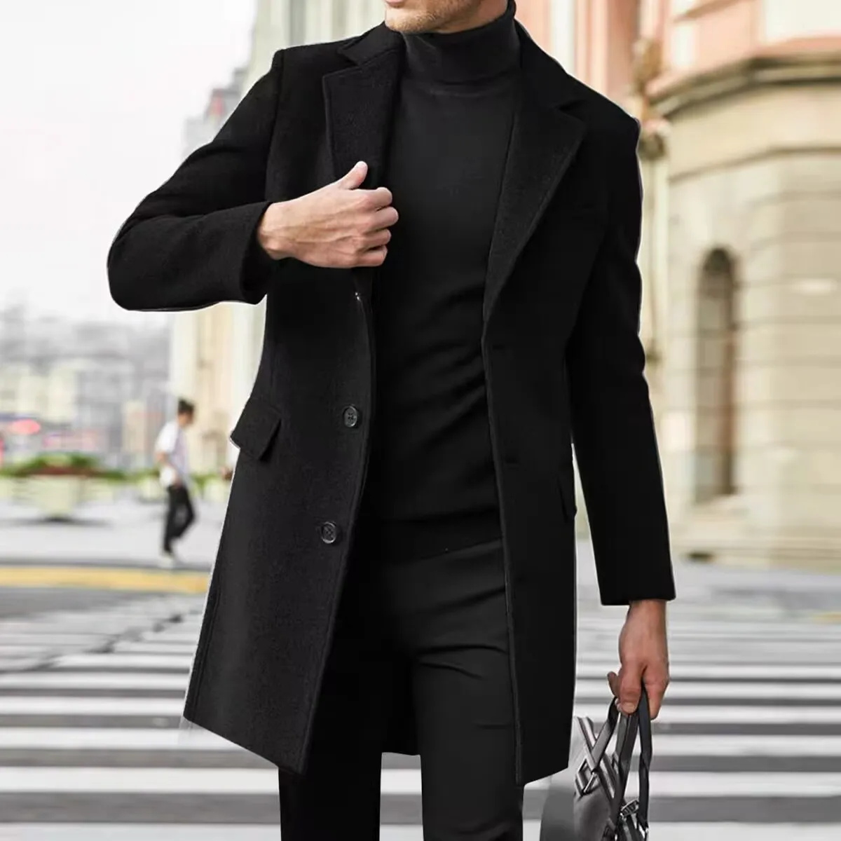 2025 Fashion Mens Wool & Blends Mens Casual Business Trench Coat Mens Leisure Overcoat Male Punk Style Blends Dust Jackets Coats